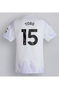 Manchester United Leny Yoro #15 Jalkapallovaatteet Vieraspaita 2025-26 Lyhythihainen